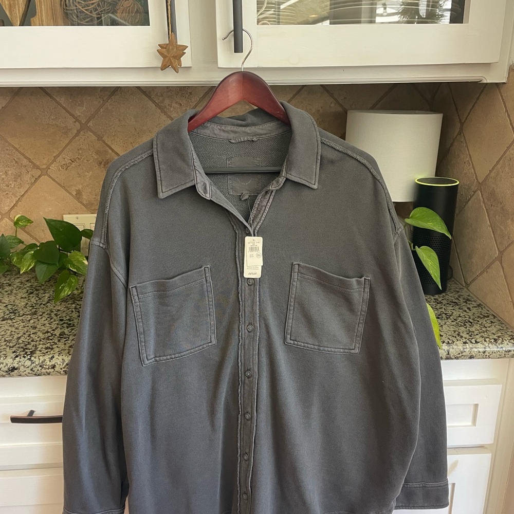 Aerie Grey Oversized Shacket. Size: Medium NWT